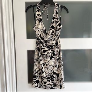 Black and White Halter Mini Dress